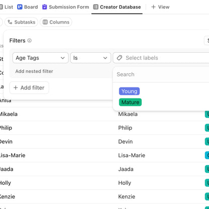 22,000+ UGC Creator Database